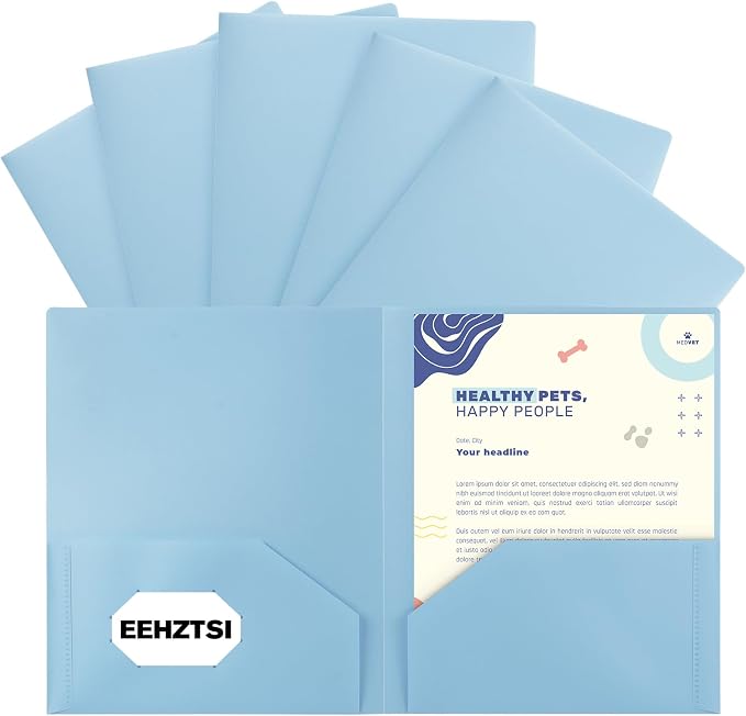 Plastic Folders with Pockets,2-Pocket Pastel Folders Holds US Letter Size Paper for School/Office/Home, 6 Packs by EEHZTSIOFFICE