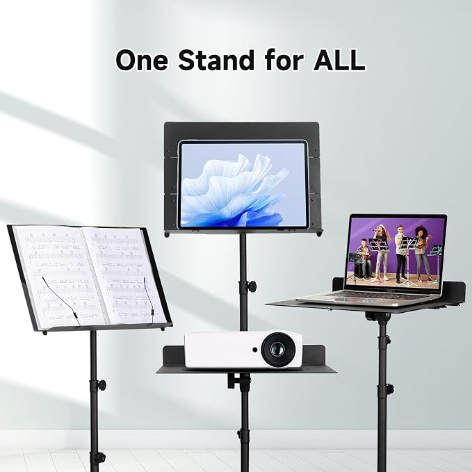 Portable Sheet Music Stand - 2 in 1 Dual-Use Folding Music Stand & Desktop Book Stand with Carrying Bag, Tri-fold Panel Metal Holder Adjustable Height with Music Sheet Clip Holder - Image 7