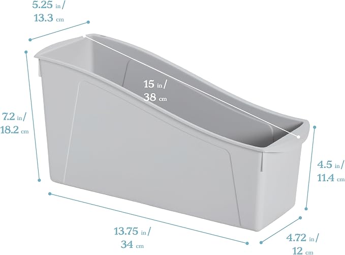 ECR4Kids Linking Plastic Storage Book Bin, Multipurpose Organization, Light Grey, 10-Piece - Image 2