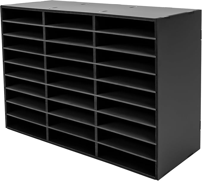 27 Slots Desktop File Sorter Literature Organizer Mail Paper Storage Cabinet Large PVC Classification Display Cabinet for Files Documents Letters, Office School Home Use (Black) - Image 7