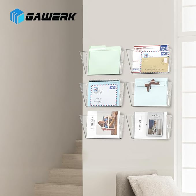Gawerk Clear Acrylic Single Pocket, Plastic Hanging Wall Mount File Holder for Office Home (Clear, 5 Pack) - Image 6