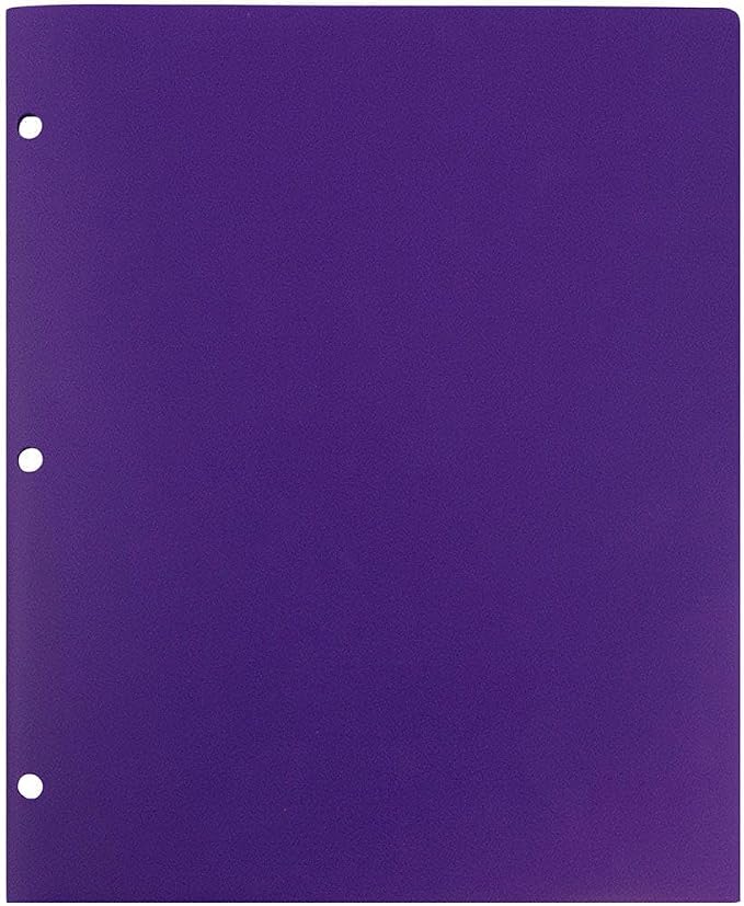 JAM PAPER Heavy Duty Plastic 3 Hole Punch Pocket Folders - Extra Tough School Folders - Purple - 12/Pack - Image 4
