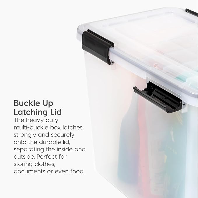 IRIS USA WeatherPro File Box Organizer, Letter/Legal, 32 Qt. 4-Pack, Clear | Organize important documents with water-resistant protection, secure latches, and stackable design for home or office storage - Image 5