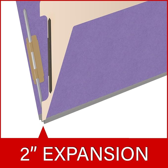 Heavy Duty End Tab Color Folders, 2/5 Cut ROC Top Tab, Letter Size, 1 Divider, Purple (Box of 10) - Image 7