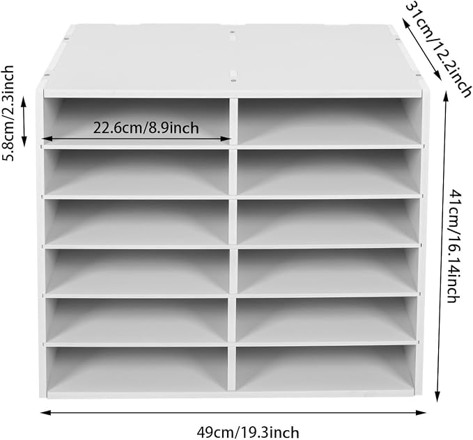 12 Compartment Adjustable Desktop Literature Organizer Mail Sorter White | Thickened PVC Construction, 110Lbs Load Capacity, Removable Dividers, Easy Assembly, Heavy-Duty Top Panel for Office School - Image 5