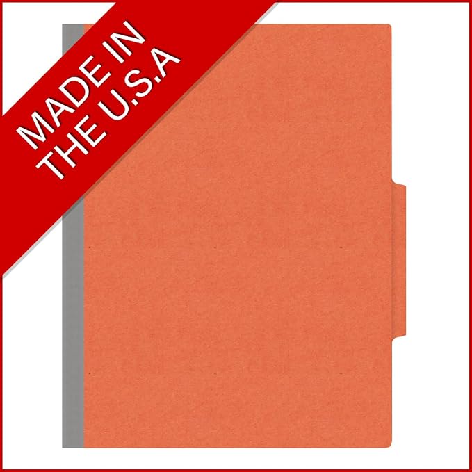 Heavy Duty End Tab Color Folders, 2/5 Cut ROC Top Tab, Letter Size, 1 Divider, Orange (Box of 10) - Image 5
