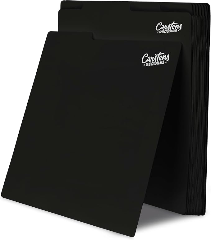 Carstens Records Heavy Duty Vinyl Album Dividers | 12" LP Organizers with Tabs | Pack of 32 Black | Made in The USA | Personalizable by CarstensRecords