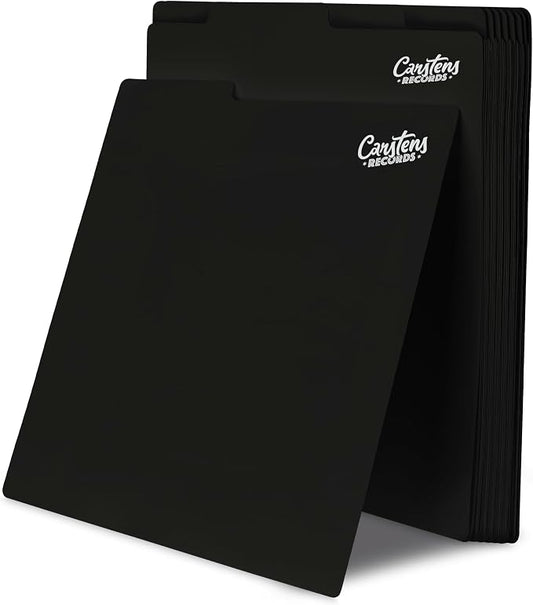 Carstens Records Heavy Duty Vinyl Album Dividers | 12" LP Organizers with Tabs | Pack of 32 Black | Made in The USA | Personalizable by CarstensRecords