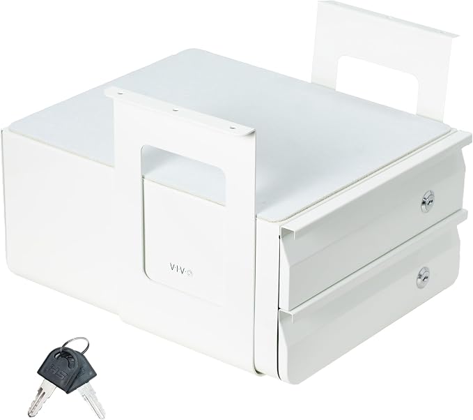 VIVO White 12 x 14 inch Under Desk Double Stacked Drawers, DESK-AC03L-2W | Sturdy Steel Design, Secure Dual Locking Drawers, Home Office Storage Organizer, Holds 11 lbs by Unknown