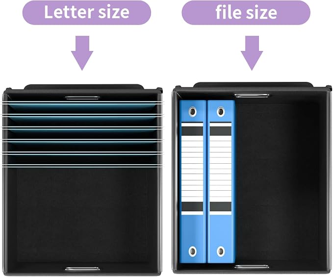 File Organizer Box with Lids, Collapsible File Folder Organizer | File Box with Plastic Slides for Office Document Storage, Filing Bin for Letter Size Hanging File Folders (1 Pack, Lavender) - Image 4