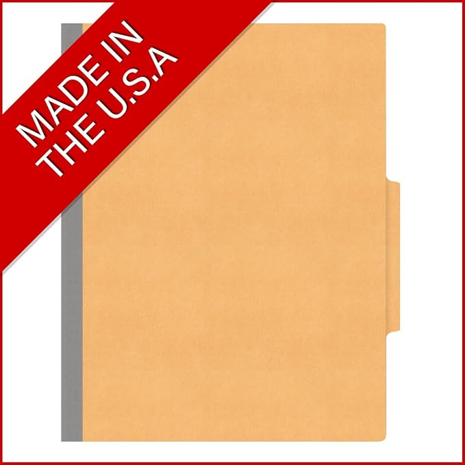 Heavy Duty End Tab Color Folders, 2/5 Cut ROC Top Tab, Letter Size, 1 Divider, Gold (Box of 10) - Image 5