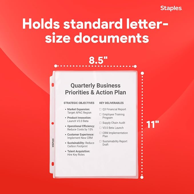 Staples Standard Weight Sheet Protector, 8.5" x 11", Clear, 200/Box (10525) - Image 3