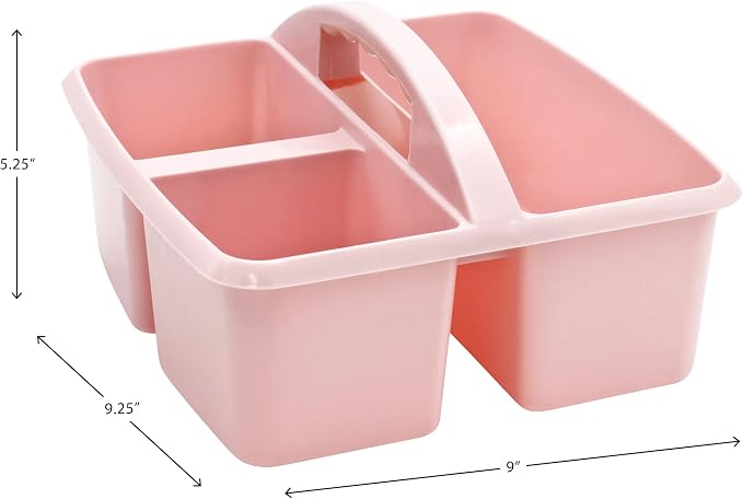 Teacher Created Resources Light Pink Portable Plastic Storage Caddy 6-Pack for Classrooms, Kids Room, and Office Organization, 3 Compartments - Image 3