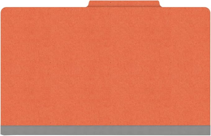 18 pt Heavy Duty Top Tab Color Folders, 2/5 Cut ROC Top Tab, Legal Size, 2 Dividers, Orange (Box of 10) - Image 3