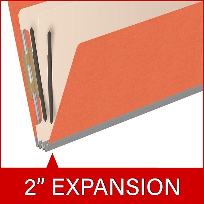 18 pt Heavy Duty Top Tab Color Folders, 2/5 Cut ROC Top Tab, Legal Size, 2 Dividers, Orange (Box of 10) - Image 7