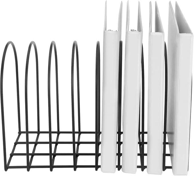 MyGift Large Desktop Document Holder, Black Metal Wire File Folder Organizer Rack with 8-Slots and Arch Design - Image 7