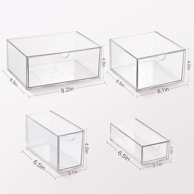 Stackable Storage, Clear Plastic Drawer Storage With 10 Drawers, 4 Different Sizes, Suitable For Desktop, Candy boxesunnels, Cosmetics, Stationery, Jewelry and Organization - Image 3