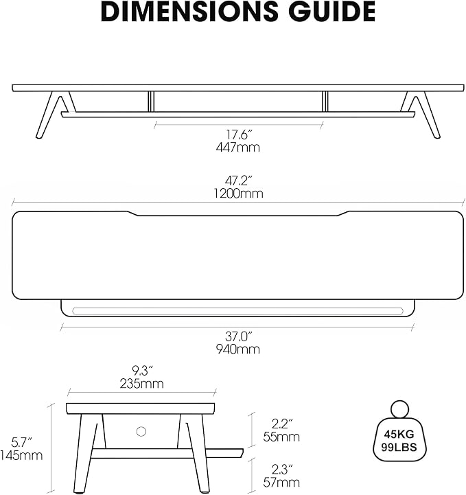 Fenge Dual Monitor Stand Riser, Wooden Desk Shelf with 2-Tier Storage | 47.2-Inch Extra Wide, Sturdy Aluminum Legs, Built-In Phone & Tablet Slot, Desktop Organizer for Office Accessories - Image 3