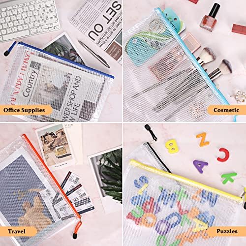 EOOUT 56pcs Mesh Zipper Pouch Zipper Bag, Durable Pouches for Organization Puzzle Storage, Letter Size, A4 Size, for Office Supplies - Image 5