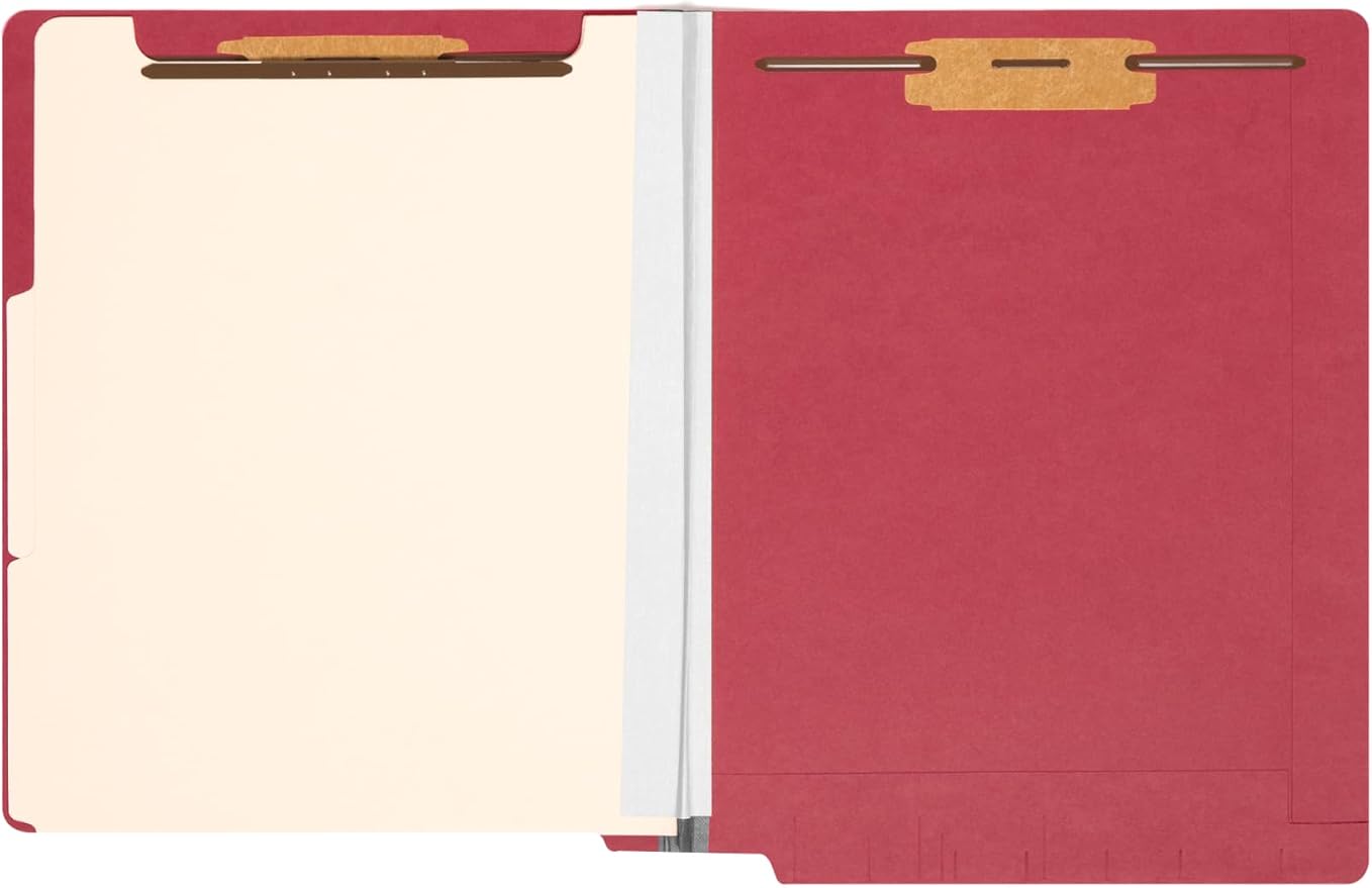 Smead End Tab Classification File Folder, 2 Dividers, 2" Expansion, Letter Size, Red, 10 per Box (26838) - Image 3