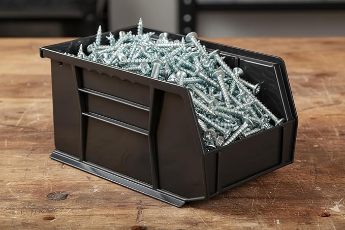 HE HUDSON EXCHANGE 9.5" x 6" x 5" (6 Pack) Plastic Stackable Storage Bin, Black - Image 3