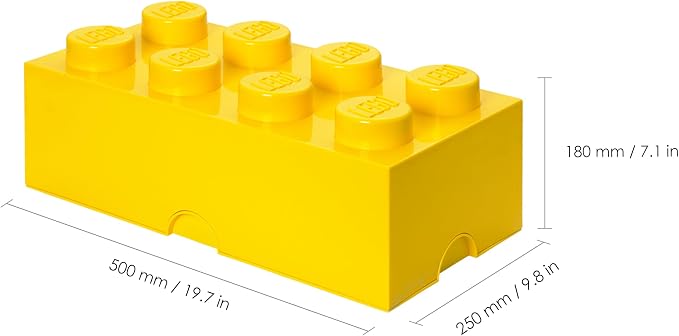 LEGO Storage Brick 8 12.1 L Storage Box with Lid Yellow | LEGO Brick Storage Box Stackable Organizer Toy, Desk & Shelf Storage 12.1 L Capacity Brick Size 8 - Image 3