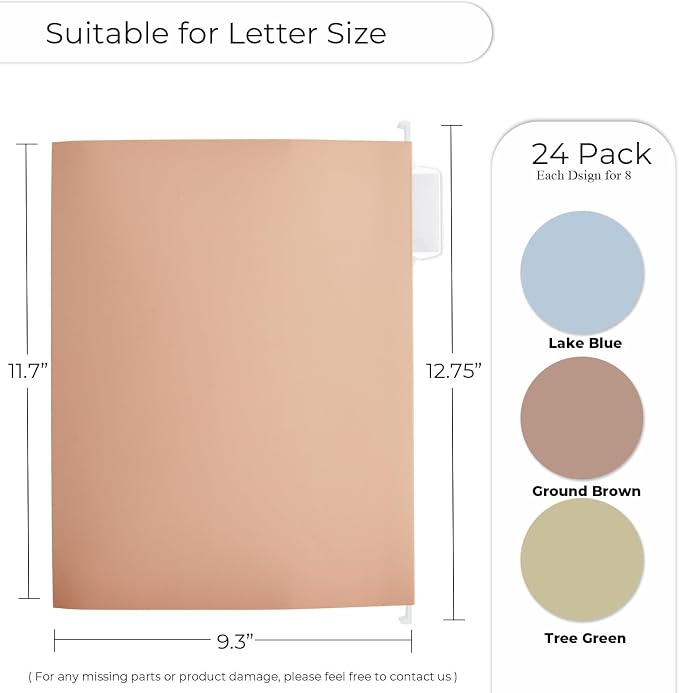 Y YOMA Letter Size - 24 Pack Extra Capacity Hanging File Folders Accordion Decorative File Folder Cute Colored Hanging Folder Organizer for Office Home with 1/5-Cut Adjustable Tabs, Natural Color - Image 3
