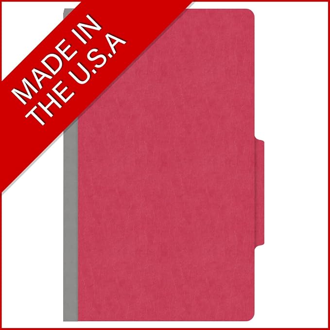 18 pt Heavy Duty Top Tab Color Folders, 2/5 Cut ROC Top Tab, Legal Size, 2 Dividers, Red (Box of 10) - Image 5