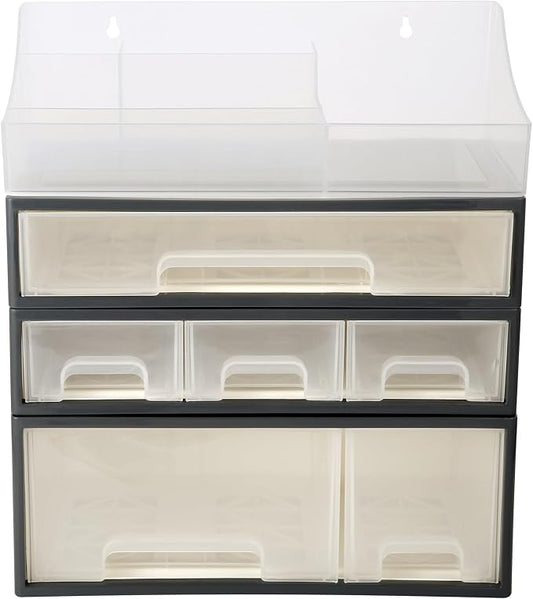 Makeup Organizer, Cosmetic & Medicine Storage Box, 4-Piece 6-Drawer & 5-Slot Transparent Desktop Stationery & Kitchen Spices Organizer by ROSELIFE