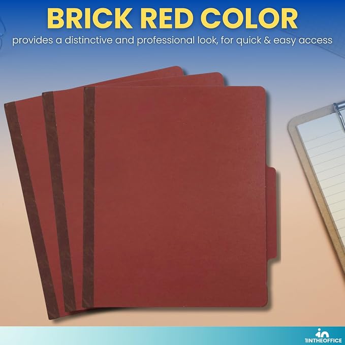 1InTheOffice Classification Folders 2 Dividers Letter Size, Brick Red Pressboard Classification Folders, Letter Size, 2.5 Extension, 20 Pack - Image 6