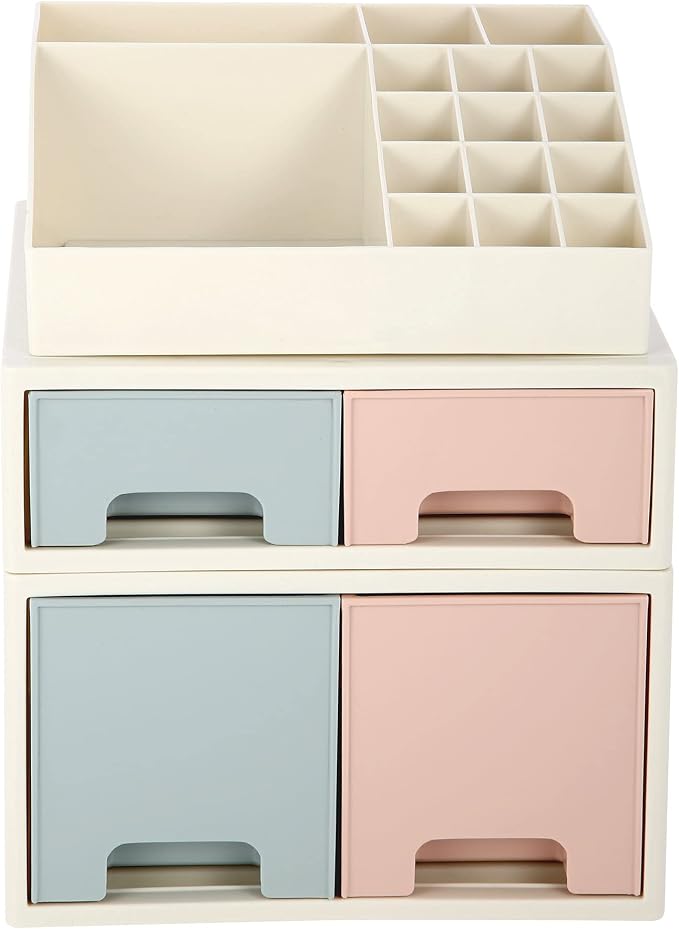 Stationery Organizer Box, Cosmetic Storage Box, Pen/Pencil, Remote Control, Office Supplies, Business Card Holder, Free Combination, [TAD-10] w/ 4 Drawers + 16 Slots by ROSELIFE