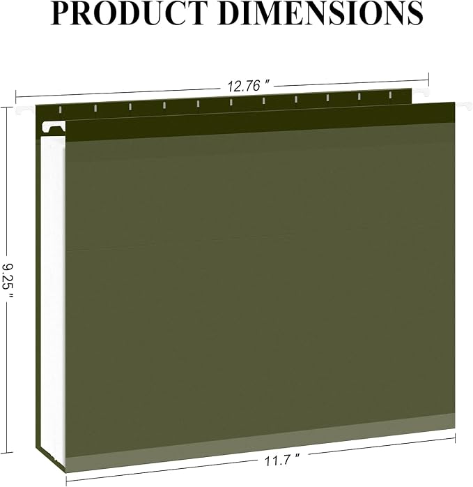 ViVin Hanging File Folders, 1/5-Cut Adjustable Tabs with 48 Per Box, 2 Inch Expansion, 48 Pack Letter Size Hanging File Folders, Designed for Office Home School Filing Cabinet(Green) - Image 2
