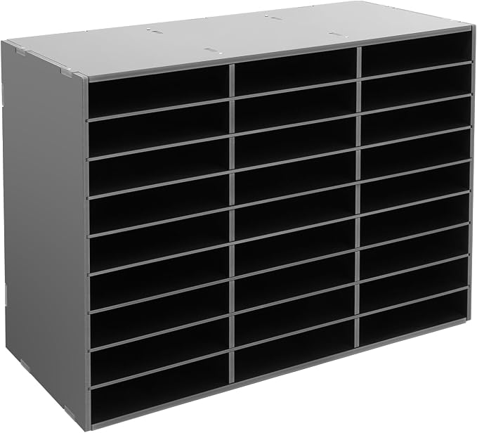 27 Slots Desktop File Sorter, 27-Compartment Literature Organizer for Mail Paper, PVC Classification Display Cabinet for Office School Home (Black) by Unknown