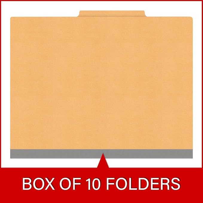 Heavy Duty End Tab Color Folders, 2/5 Cut ROC Top Tab, Letter Size, 1 Divider, Gold (Box of 10) - Image 6