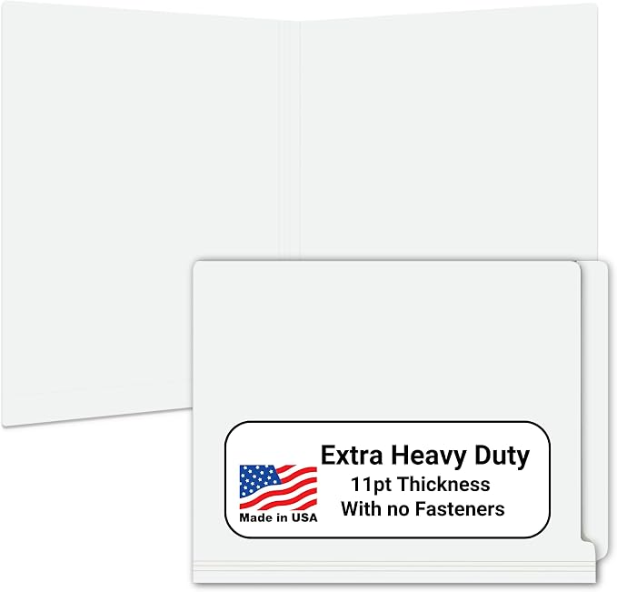 White File Folders, USA Made, Doctor Stuff, No Fasteners, Durable 11pt, Reinforced End Tab File Folders, Colored Office & Medical Charts and Patient Chart, Box of 100 by DoctorStuff