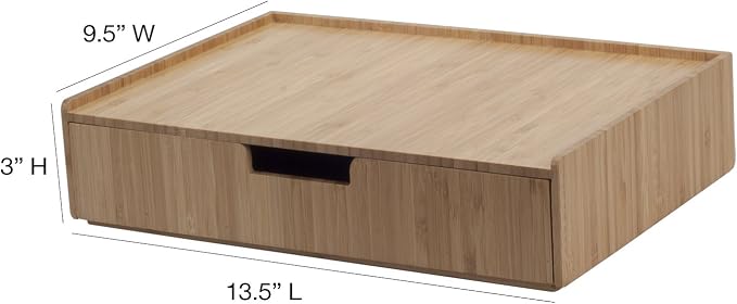 MobileVision Bamboo Drawer Large, Monitor Stand & Stackable Storage Solution for office products pens, pencils, scissors, notepads, business cards and more - Image 3