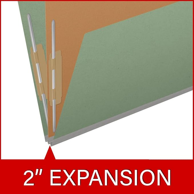 25 Pt. Pressboard Classification Folders, 2/5 Cut ROC Top Tab, Letter Size, 1 Pocket Divider, Green (Box of 10) - Image 7