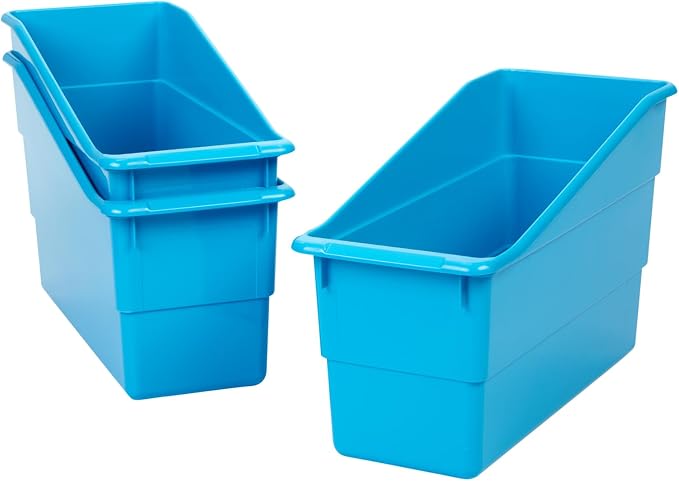 Really Good Stuff Durable Book and Binder Holders - 12 Pack, Blue Neon, 5.5" x 12.5" x 7.5", Classroom Organization, Storage Solution, Sturdy and Versatile | 5.5" x 12.5" x 7.5", Classroom Organization, Storage Solution, Sturdy & Versatile - Image 4