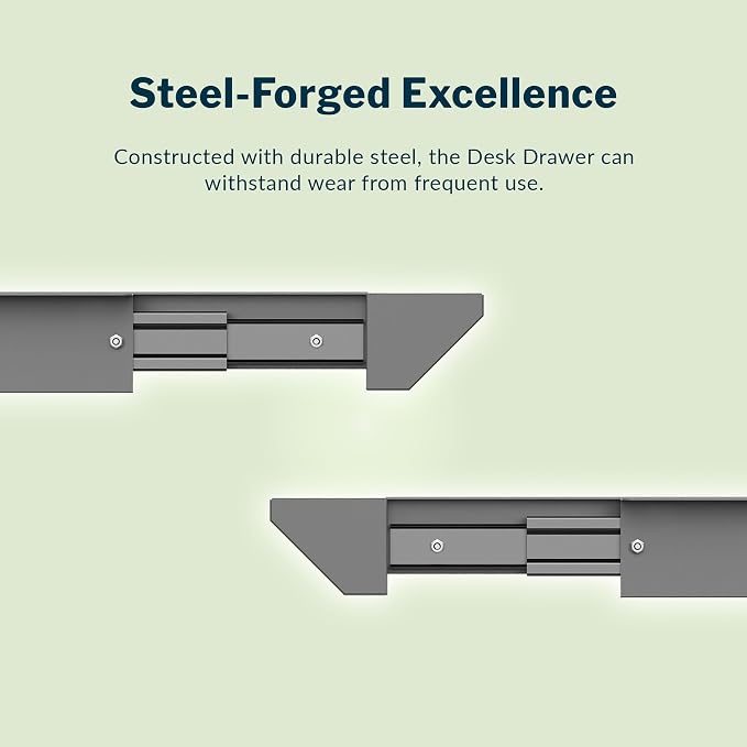 Vari Steel Under Desk Drawer - Slim Undermount Storage Organizer- Standing Desks Attachment- Versatile Placement Options, Efficient Workspace- Office Desk Accessory- (20.25" x 9.5" x 1.75") - Image 6