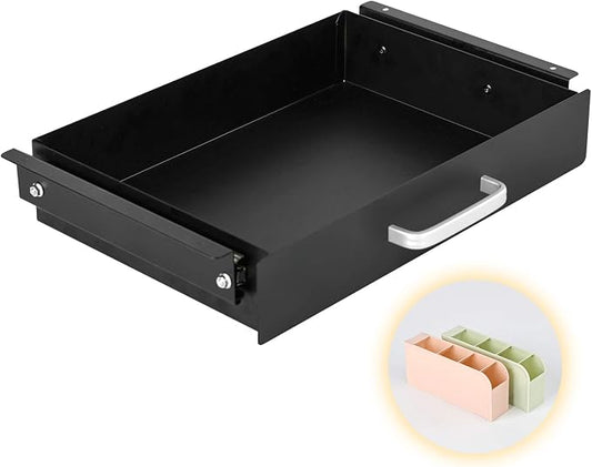 Gome Under Desk Pull-Out Drawer - Storage Organizer Office Mounted, Easy Slide-Out Pencil Drawer for Saving Space, Under Flat-Top Desk Storage Ideal for Sit-Stand Workstation by GOME