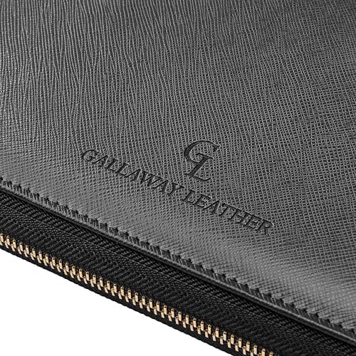 Gallaway Leather Genuine Leather Zippered Portfolio Organizer, Black - Image 3