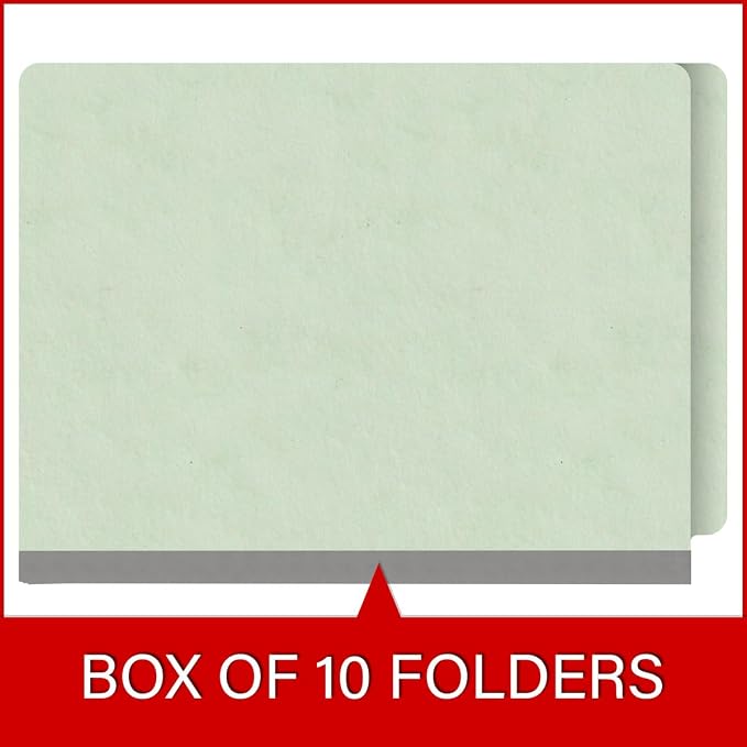 End Tab Pressboard Folders, Letter Size, 2" exp, Fasteners Pos #1 & #3, Pale Green (Box of 25) - Image 6