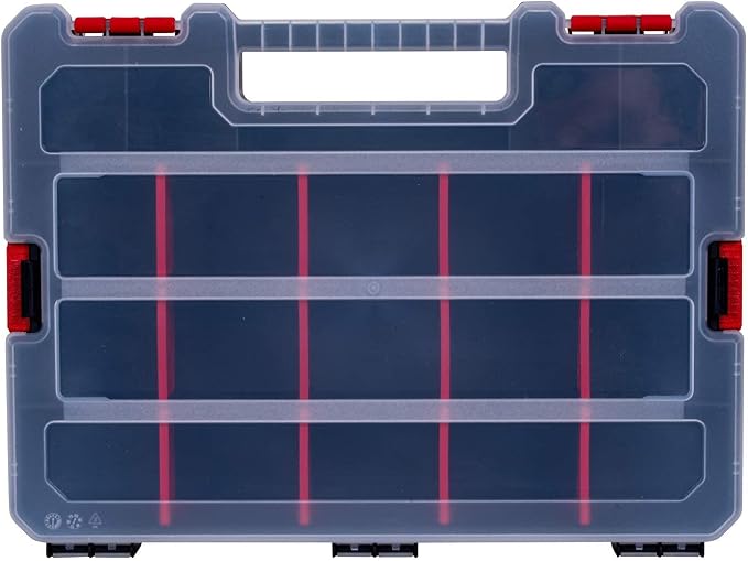 Small Parts Organizer Box – Stackable Hardware Storage Case with 20 Compartments & 12 Dividers – Heavy-Duty Nylon Screw, Drill Bit, Nut & Bolt Organizer for Garage, Toolbox, Workshop - Image 6