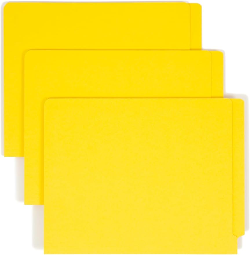 Smead End Tab Fastener File Folder, Shelf-Master® Reinforced Straight-Cut Tab, 2 Fasteners, Letter Size, Yellow, 50 per Box (25940) by SMEAD
