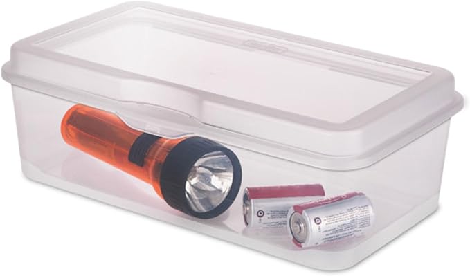 Sterilite 18-Pack FlipTop Stackable Rectangular Storage Bin with Hinging Lid, Clear | Bin with Hinged Lid, Stackable Multipurpose Organizer for Art & Craft Supplies, Accessories, Photos & CDs, Home or Office Use - Image 8