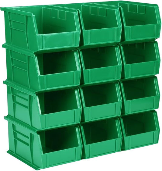 HE HUDSON EXCHANGE 9.5" x 6" x 5" (12 Pack) Plastic Stackable Storage Bin, Green by HudsonExchange