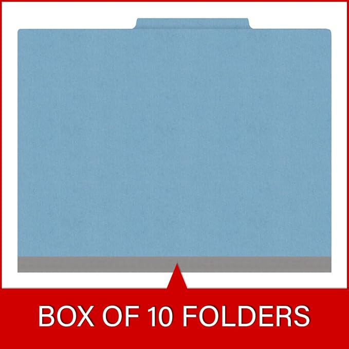 Heavy Duty End Tab Color Folders, 2/5 Cut ROC Top Tab, Letter Size, 2 Divider, Blue (Box of 10) - Image 6