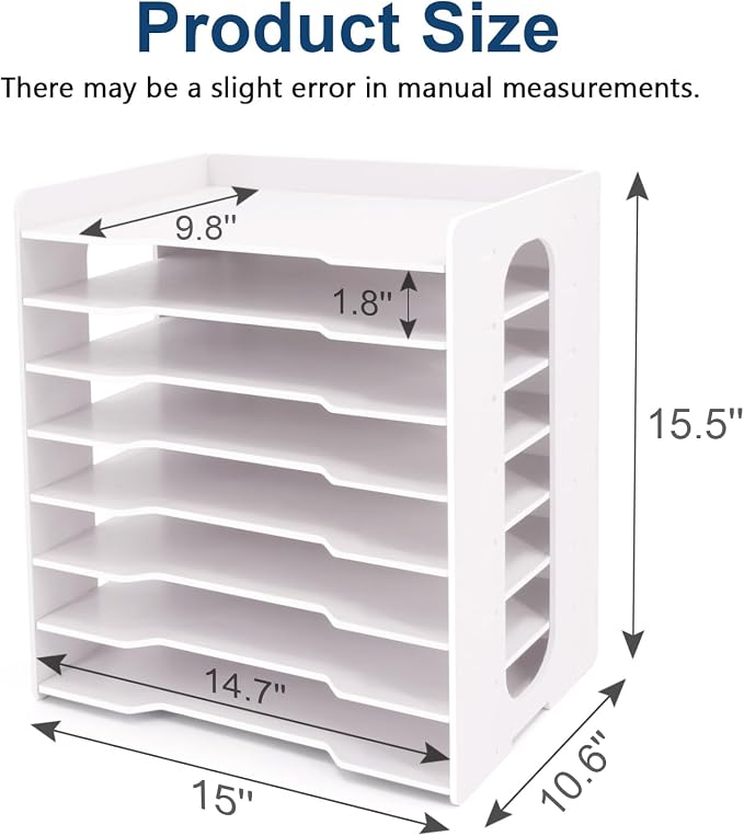 SONGWAY Large File Organizer for Desk - 8 Tier Legal Size Paper Storage Holder, File Sorter, Letter Mail Tray, Desktop Paper Storage Organizer for Home Office School - Image 2