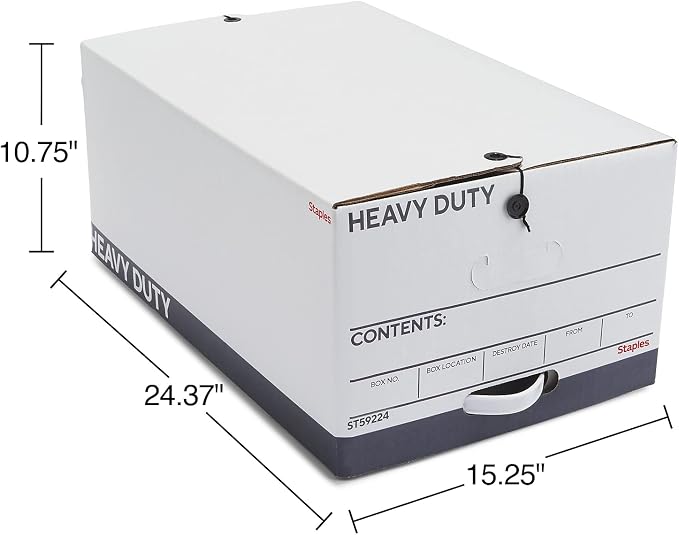 STAPLES Heavy Duty File Box, String and Button Lid, Legal, White/Gray, 4/Pack (TR59224) - Image 6