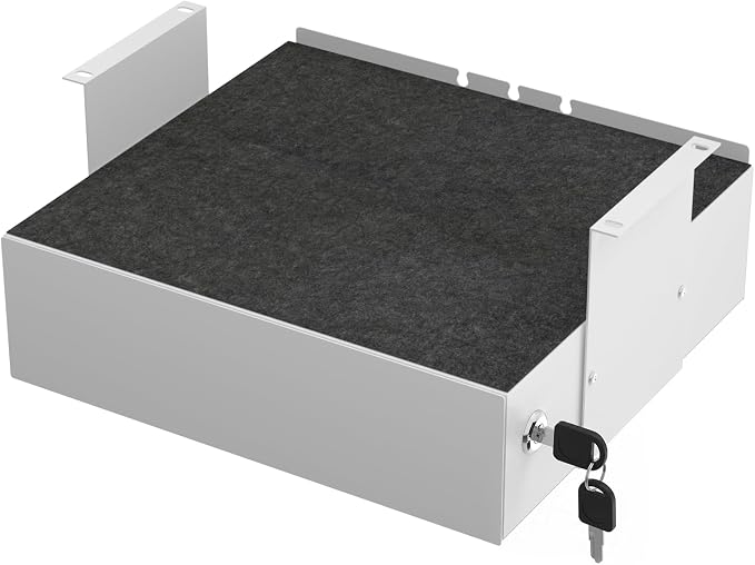 Under Desk Drawer Slide Out, Lockable Steel Drawer,13.8",White | Storage Drawer with Lock and Keys, Full-Extension Slides, Undermount Drawer for Home Office & Standing Desk - Image 8